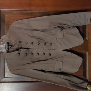 Military style denim jacket